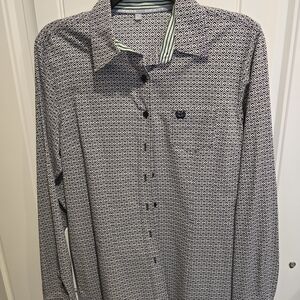 Cinch Women's Black and White Geometric Button Down Shirt